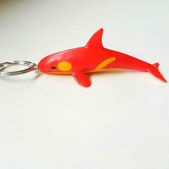 Neon Killer Whale Orca Keychain by MargoPoleauxGoods on Etsy