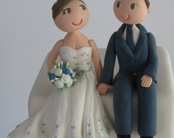 Customised sitting Bride & Groom cake topper