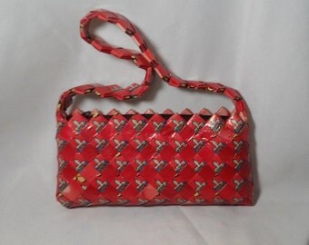 Repurposed Candy Wrapper Purse ~ Upcycled Clutch with Zipper ~ Eco Friendly Recycled Paper Handbag