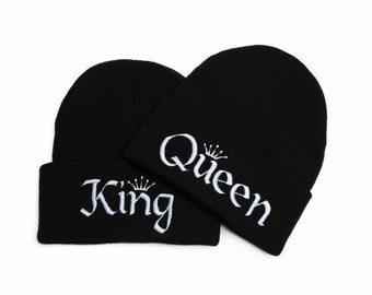 King and Queen Hats Couples Clothing Embroidered Beanie Hats