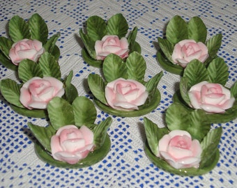 PINK ROSES Name Place Holders Bone China Class And Elegance At The Dinner Table