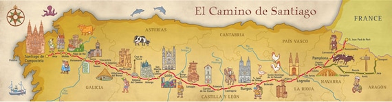 Camino De Santiago Way Of Saint James Map Poster