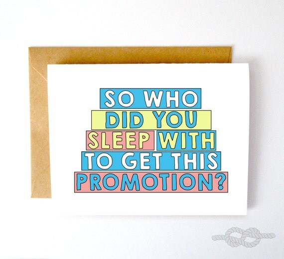 Funny New Job Card Funny Promotion Card New Job by KnottyCards