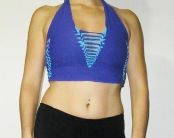 Halter Top,Reversible,Crop Top,Belly Shirt,pole wear,dance clothes,gogo top,burning man,festival clothes,pixie top,gift for her,Holiday Sale