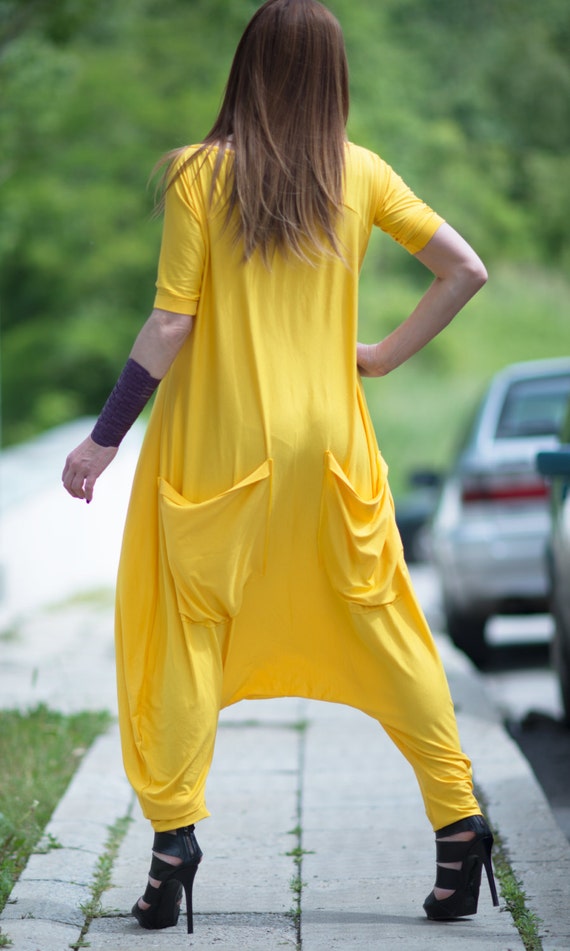 Plus Size Maxi Jumpsuit Yellow Short Sleeveless Jumpsuit