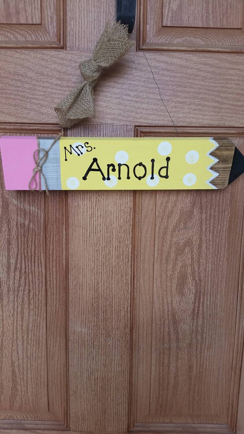 Wooden pencil personalized sign. Teacher gifts. Personalized