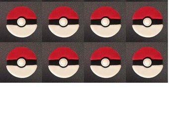 Pokeball Fondant Cupcake Toppers