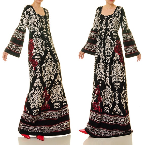 Dubai Abaya Long Sleeve Maxi Dress Boho Ethnic Dress