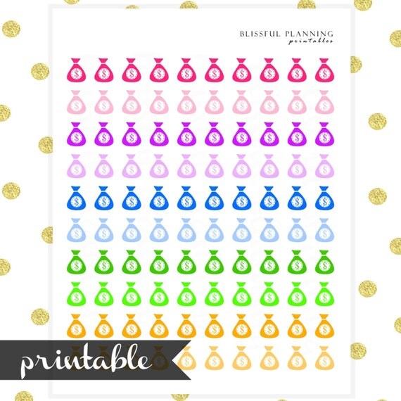 Items similar to Money Bag Payday Printable Planner Stickers on Etsy