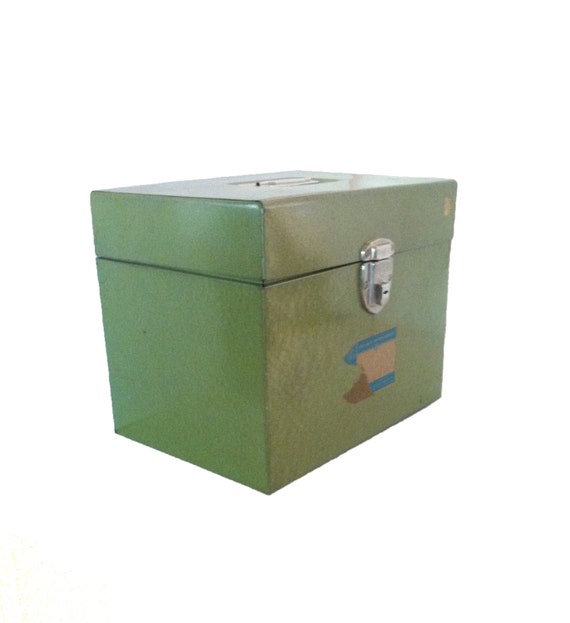 Vintage Industrial Metal Storage Box Green Versa by SunflowerBend