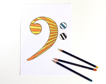 Bass Clef Drawing, Music Art, Stripe Art, Minimalist Poster, Music Poster, Simple Art, Minimalist Drawing, Bass Clef Illustration, Stripes