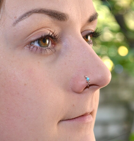 2mm Turquoise Nose Ring 18g Silver nose piercing Tragus
