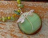 Green Moonstone & Sterling Silver Dragonfly Necklace, Statement Necklace, Prehnite, jade, fluorite, gift for mom, natural stone Green Moonstone & Sterling Silver Dragonfly Necklace, Statement Necklace, Prehnite, jade, fluorite, gift for mom, natural stone