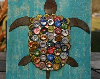 Bottle Cap Wall Art crab wall art with mixed bottle caps on pallet wood Bottle Cap Wall Art crab wall art with mixed bottle caps on pallet wood