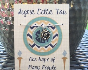 Sigma Delta Tau Sorority Teddy Bear or Rose Wish Bracelet Wish Bracelet~ Sorority~ College Life~ Go Greek~ Big Sis Lil Sis Reveal~ Rush Week