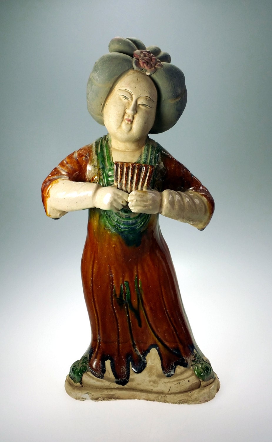 Chinese Concubine Pan Flute Player Musician 13 In Statue