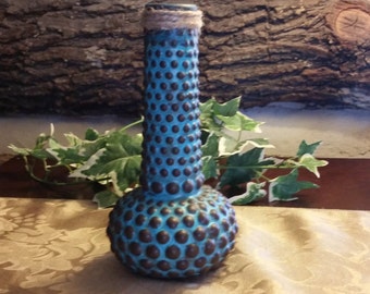Aqua and Brown Vase With Jute, Aqua and Brown Vase, Painted Vase