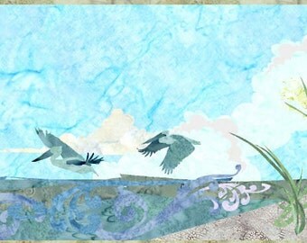 Coastal Rundown - Beach Quilt Pattern Fusible Applique Art Quilt Pattern - INSTANT DOWNLOAD PDF