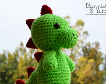 CROCHET PATTERN Tim the Friendly Dinosaur - 10 in. tall Amigurumi Dinosaur Animal Crochet Toy Nursery Baby Kids Gift - Instant PDF Download