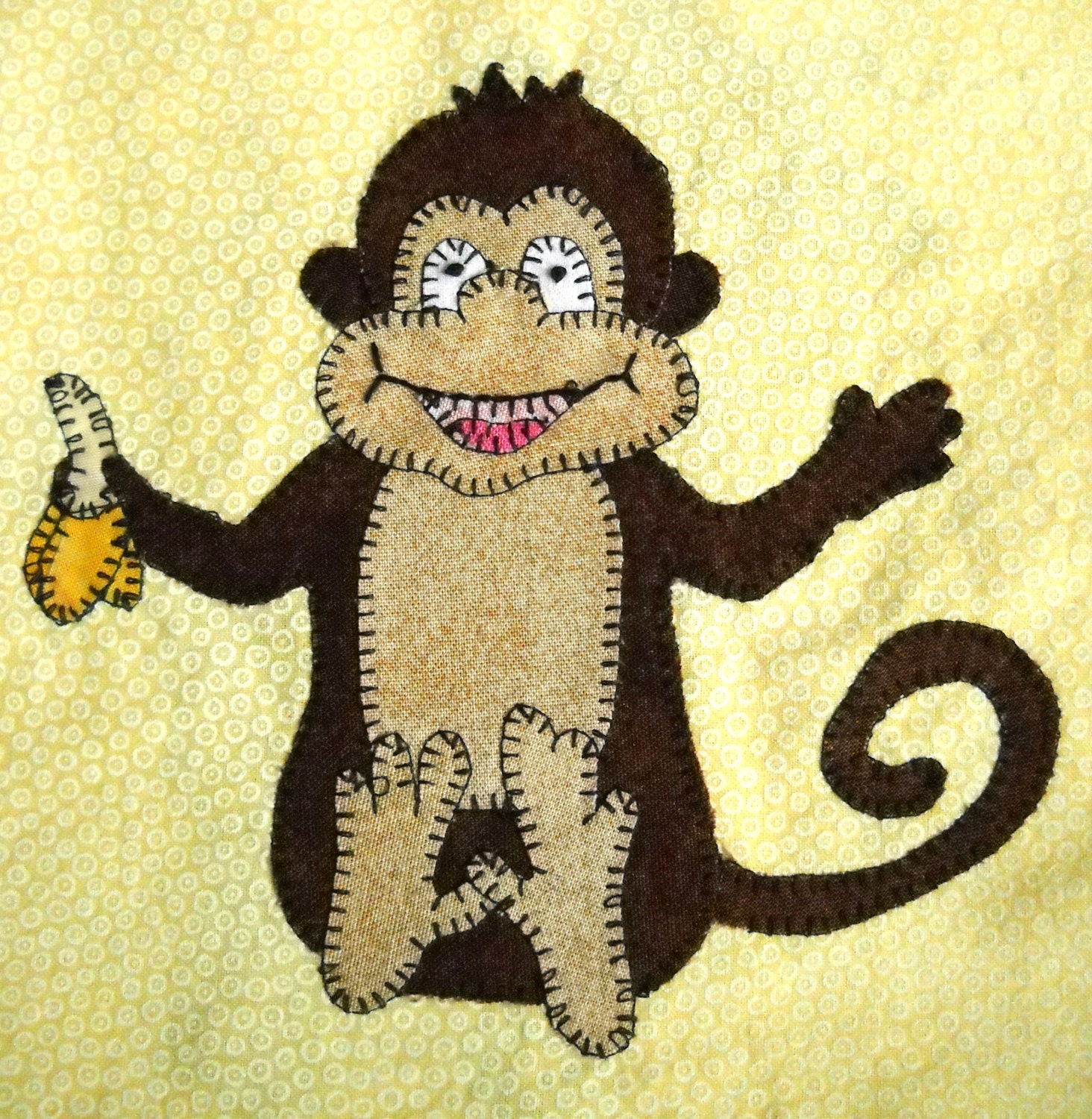 Monkey PDF applique pattern African animal quilt PDF pattern