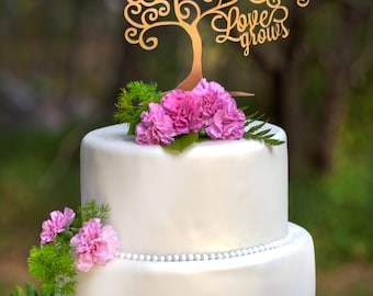 Love Grows Wedding Cake Topper