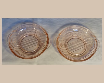 Two Rosalin pressed glass, Art Deco desert plates, vintage depression glass