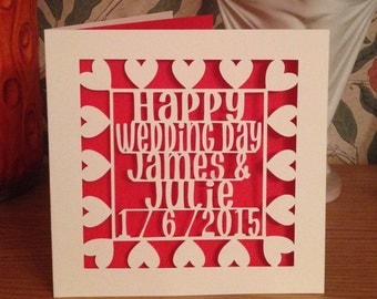 Papercut - Personalised Happy Wedding Day Card - Wedding Card - Gay wedding Card - Lesbian Wedding Card - Personalized Card -