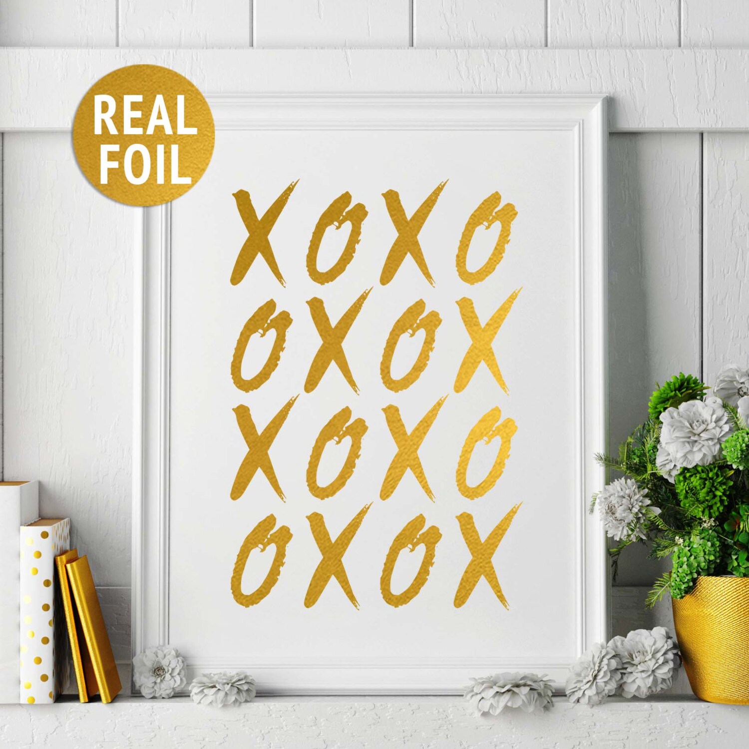 Gold Foil Print XOXO Wall Decor XO Art Print