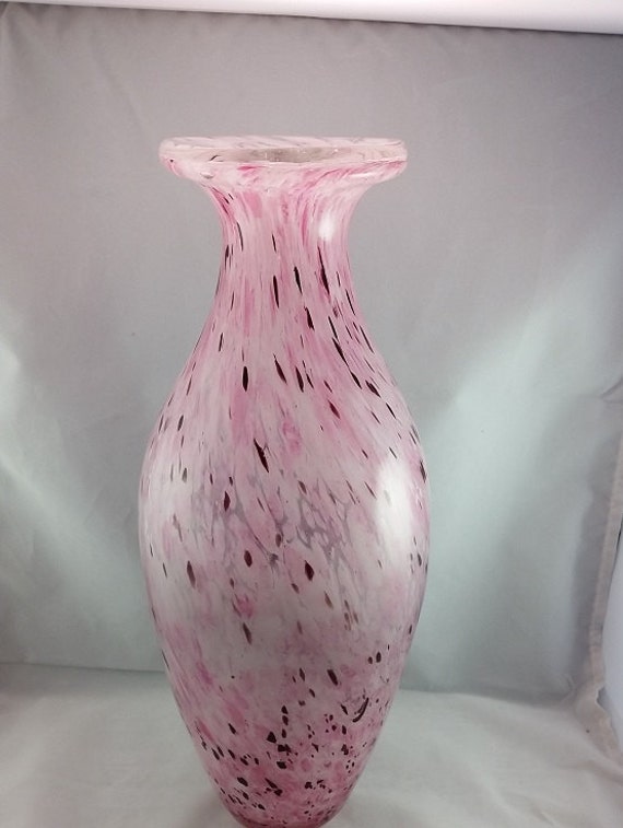 Pink Centerpiece Vase Hand Blown Glass Vase by SherisJewelrynGlass