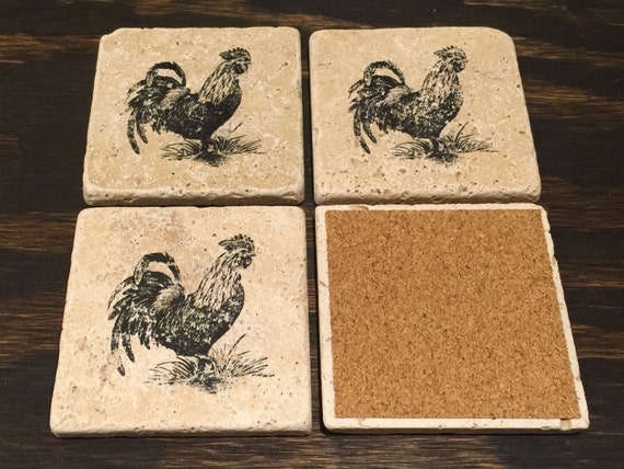Items similar to Stone French Country Rooster Coasters (Set of 4) Great ...