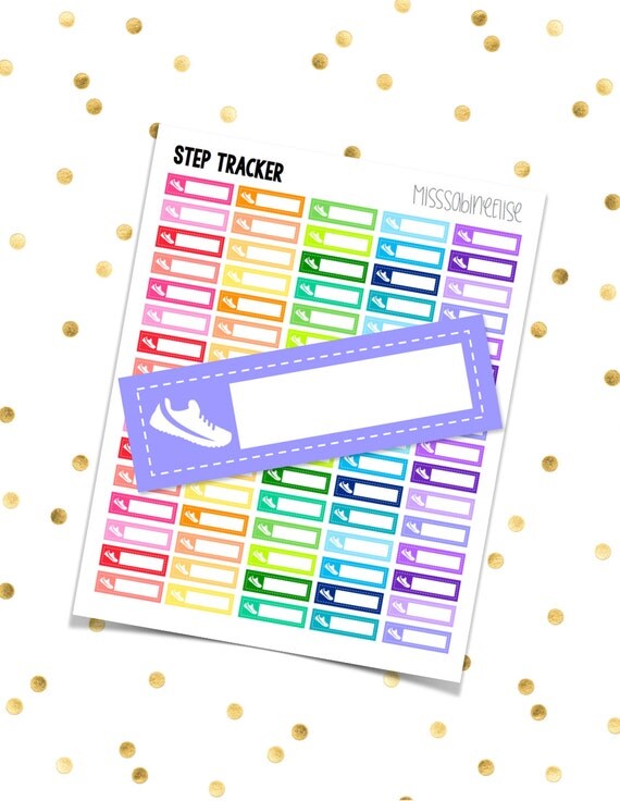 80 STEP TRACKER Stickers // Printable Planner Stickers / Erin