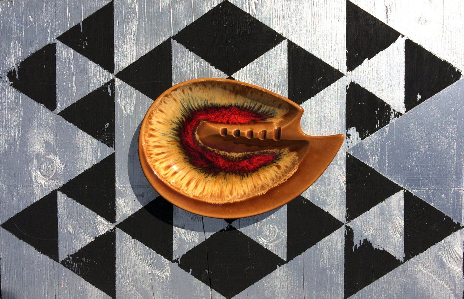 Mid Century Drip Glaze Ashtray // Paintbrush Holder // Trinket Dish