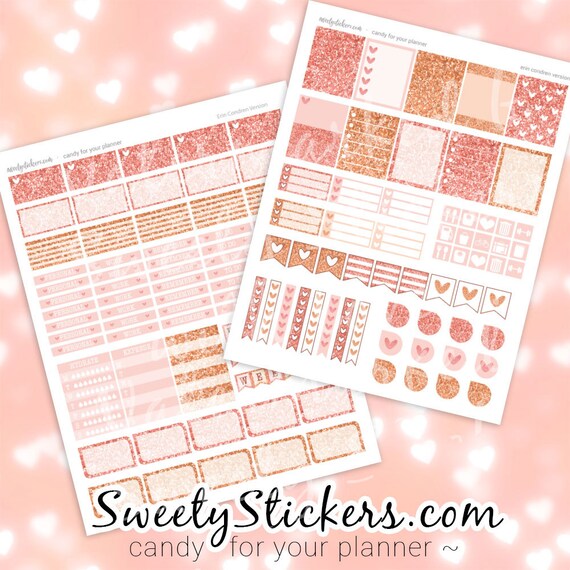 Items similar to Rose Gold Planner Stickers Weekly Kit / Erin Condren
