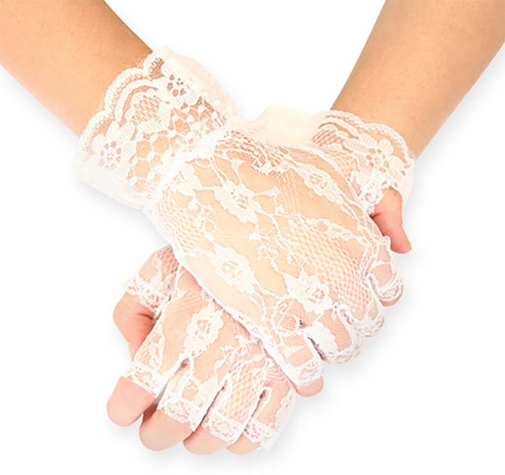 White Wedding Gloves Short Lace Gloves Bridal By Customholidays 1192