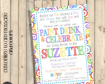 Art Party Invitation, Art Party Bridal Shower, Paint and Drink, Bachelorette Party Invite, Wine and Sip Party, Paint and Wine Party, Digital