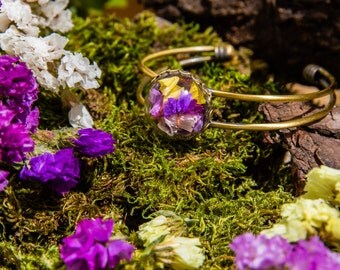 Ring of colored petals - Jewel of real dried flowers - boho vintage