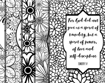 coloring bible verse quotes inspirational adult printable diy frames instant floral sheets activities