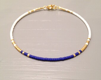 Simple Bracelet Modern Bracelet Gold Everyday Bracelet Petite bracelet cobalt Blue