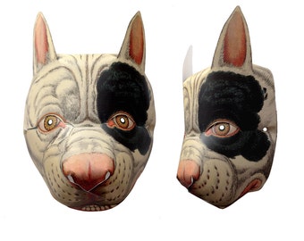 Printable Paper Mask Dog Halloween Mask 11" x 17" Printable Full Color Digital Easy To Build DIY Instant Download