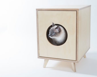 CLOSEOUT SALE! Cat Litter Box Cover - Pet House - Hideaway - Scandinavian Style Pet Furniture - Modern Litter Box Cabinet -Gift for Your Cat