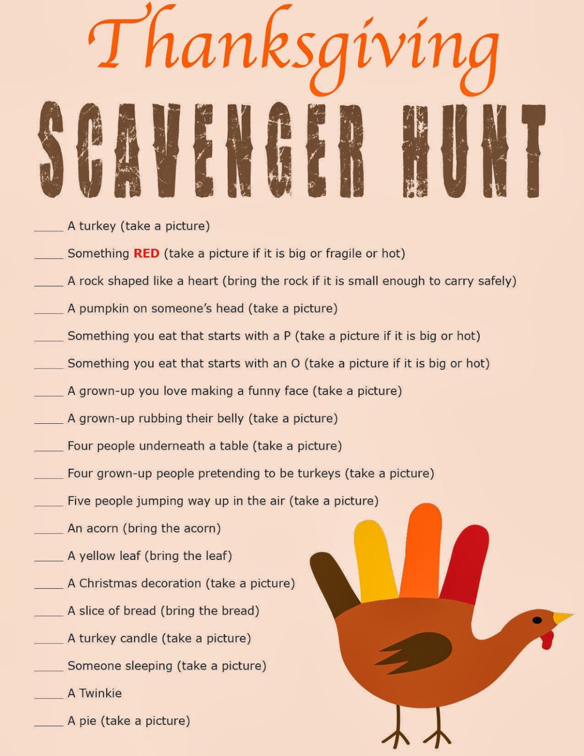 Thanksgiving Scavenger Hunt Thanksgiving Fun To By KarasKraftz