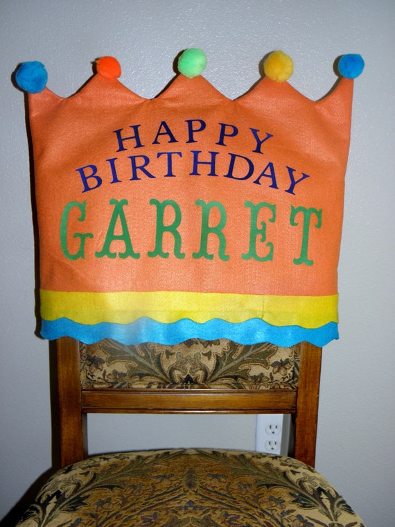 Birthday Chair Cover with Name by joyfulldelights on Etsy