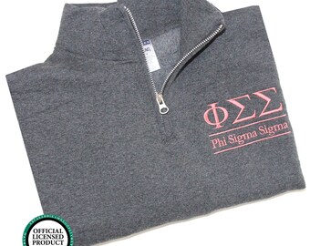 Phi Sigma Sigma Quarter Zip Pullover, Phi Sigma Sigma cadet fleece pullover, Phi Sigma Sigma Sorority Letters, Phi Sigma Sigma sweatshirt