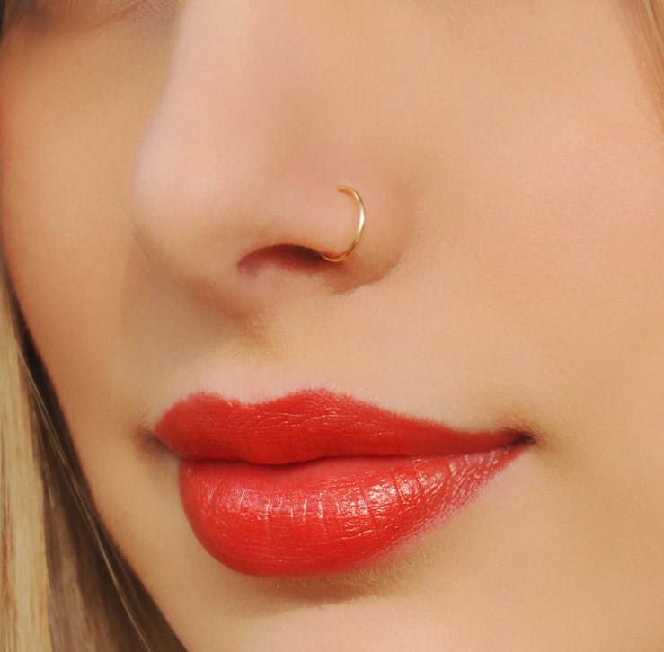 FAKE NOSE RING Tiny Gold Filled Fake Nose Ring No Piercing