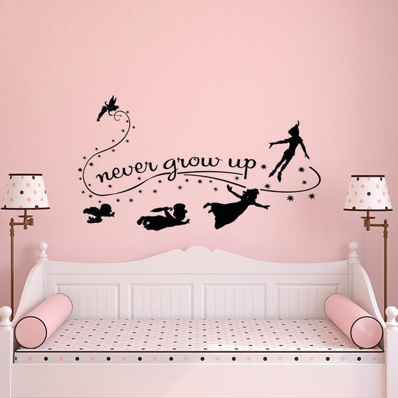 Never Grow Up Wall Decal Quote Peter Pan Wall Decals Nursery