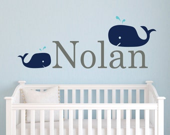 Name Wall Decal Whale - Nursery Wall Decal - Personalized Name Wall Decal - Whale Decal - Baby Name Wall Decal Wall Art