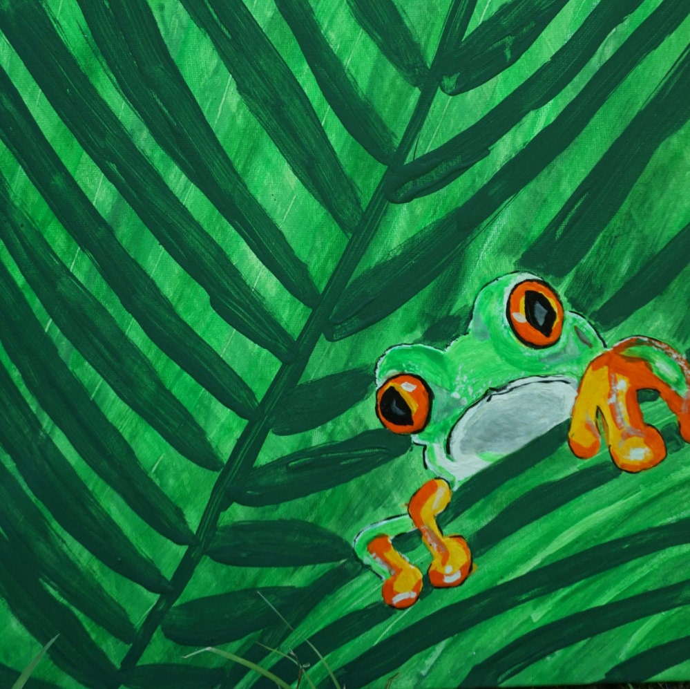 Red eye tree frog frog artwork frog nursery art frog