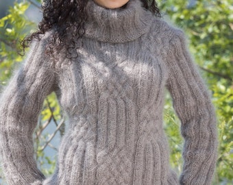 FUZZY Mohair Sweater Oversized Mohair Turtleneck Jumper