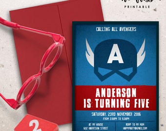 Captain America Invitation | 5x7 | Editable PDF File | Instant Download | Personalize at home with Adobe Reader