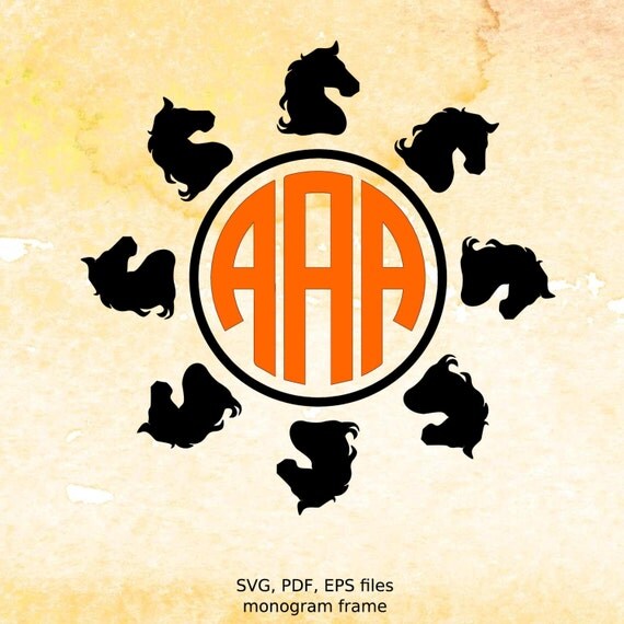 Download Horse Monogram SVG pdf eps files for cutting in silhouette